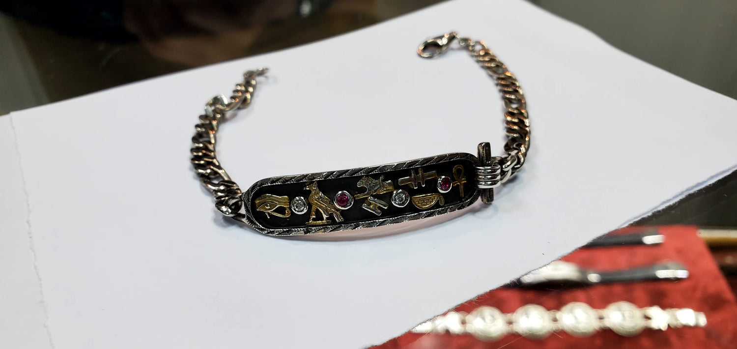 Egyptian Silver Cartouche Bracelet